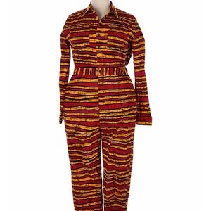 OFUURE Bold Red and Yellow Striped Jumpsuit